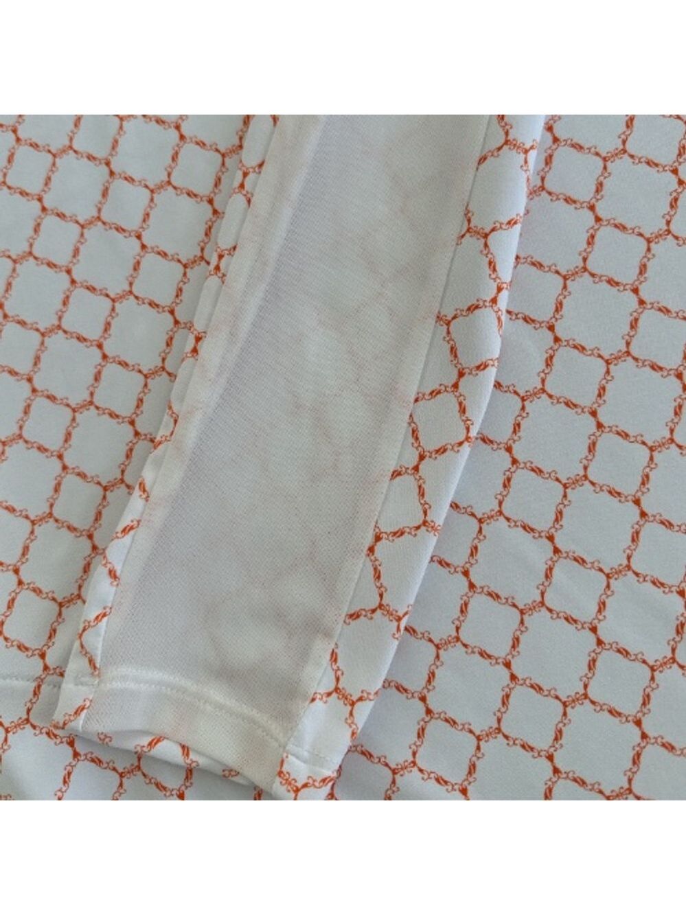 Cabana Life White Geometric Long Sleeve Beach Dress with Coral Hem - Picture 4 of 8